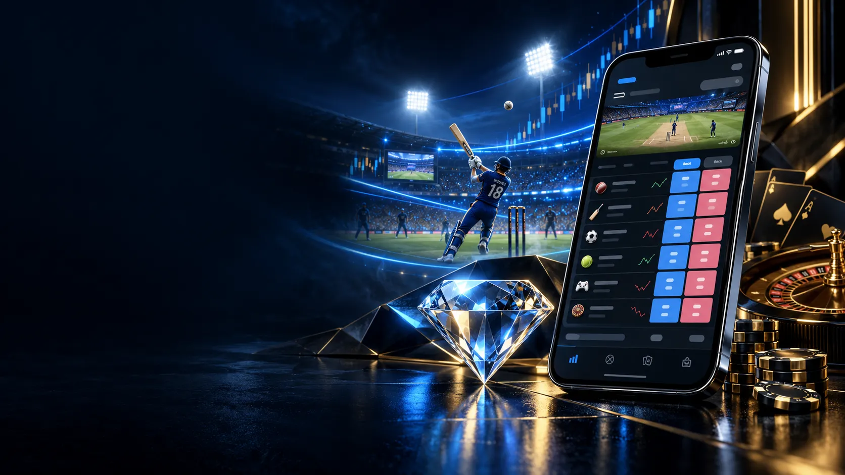 Diamond Exchange cricket, sports markets and casino access